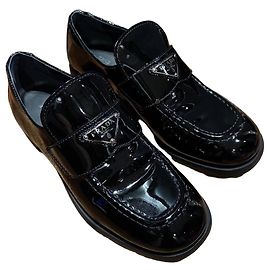 Prada Black Patent Leather Loafers Black