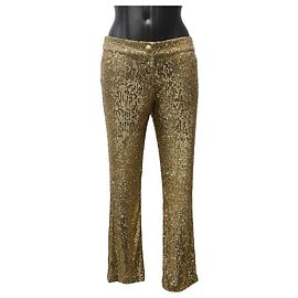 Balmain Paris Gold Sequin Embossed Button Trousers – Size 36 Other