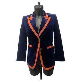 Gucci Blue Velvet Contrast Trim Blazer Jacket – Size 38 Other