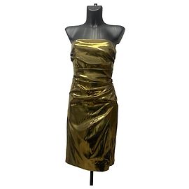 Dolce & Gabbana Metallic Gold Draped Strapless Cocktailkleid – IT 42 Andere