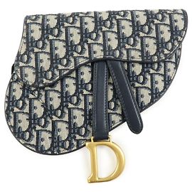 Christian Dior Saddle Belt Oblique Canvas Navy blue