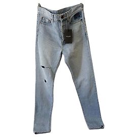 Autre Marque Jean droit Saint Laurent en denim clair Bleu