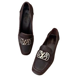 Louis Vuitton brown suede loafers Brown