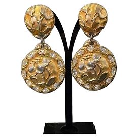 Autre Marque La Rose Pourpre Paris Boucles d'oreilles à clip fleurs et strass Doré