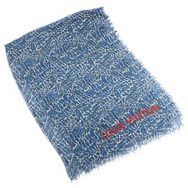Sciarpa Sciarpa Louis Vuitton Logo in Cashmere e Seta Leopard Blu Bianco Rosso Bianco Rosso Blu