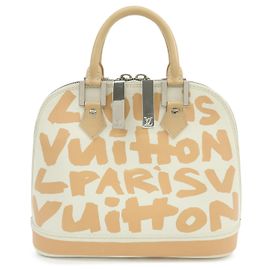 Louis Vuitton Monogram Graffiti Alma MM Bolsa de mão em couro Bege M92180 Bege