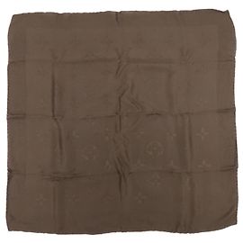 Louis Vuitton Monogram Lenço 100% Seda Castanho Escuro 68×68 Marrom