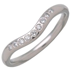 Tiffany & Co Curved Band 9P Diamantring PT950 Platin US4 EU47 HK8.5 Silber