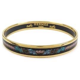 Hermès Bracelet Bangle HERMES Email PM Plated Noir et Or Doré