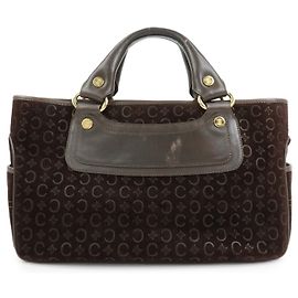 Céline Borsa a mano CELINE C Macadam Suede Leather Boogie Bag Brown Marrone