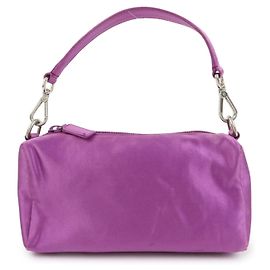 PRADA Mini mala de mão pochette em cetim com logótipo triangular Roxo Roxo