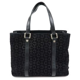 Céline Sac cabas et sac à main CELINE C Macadam en cuir daim Noir Noir