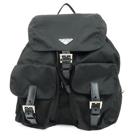 Mochila PRADA de nylon y piel con logotipo Triangle Negro BZ2811 Negro