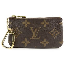 Louis Vuitton Monogram Pochette Cles Coin Case Key Case Brown M62650 Brown