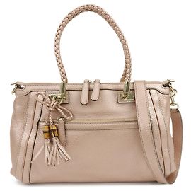 Bolsa 2Way em couro GUCCI Bamboo Interlocking G Rosa 282300 Rosa