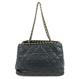 Bolsa de Ombro com Corrente CHANEL COCO Mark Chain Me em Pele de Bezerro Preta Preto