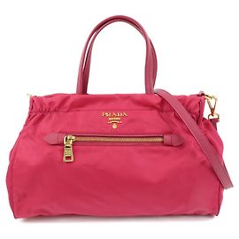 PRADA Borsa 2Way in Nylon Tessuto Borsa a Mano Borsa a Spalla Rosa 1BA843 Rosa