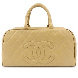CHANEL COCO Mark Caviarskin Boston Bag Handtasche Beige Beige