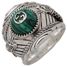 GUCCI Interlocking G Garden Snake Tiger Head Ring SV925 #18 499007 Silber