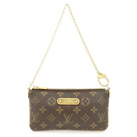 Louis Vuitton Monogram Pochette Milla MM Bolsa de mão com corrente M60094 Branco