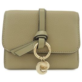 Chloé Billetera Compacta Chloe de Piel Small Tri-fold C-charm Khaki Verde