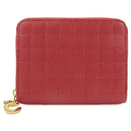 Céline Cartera Compacta Zippy de Piel CELINE con Monedero C-charm Roja Roja
