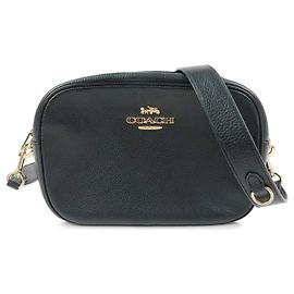 Borsa a tracolla in pelle con logo COACH Nera Nero