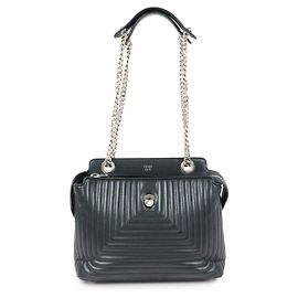 FENDI Dotcom Leder 2Way Tasche Handtasche Schultertasche Schwarz 8BN299 Schwarz