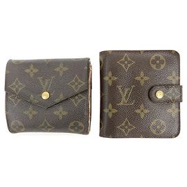 Autre Marque Louis Vuitton Monogram Conjunto de 2 Carteiras Bi-fold Brown M61667 M61660 Marrom