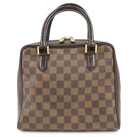 Bolsa de mão Louis Vuitton Damier Canvas Leather Triana Ebene N51155 Marrom