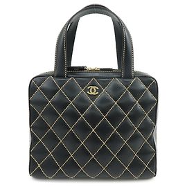 Borsa CHANEL Wild Stitch COCO Mark in pelle di vitello Nera A14693 Nero