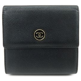 Portafoglio compatto CHANEL COCO Button Calf Skin W Hook Nero A20902 Nero