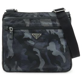 Bolso bandolera de nylon PRADA con logotipo triangular Cammoflage BR2418 Azul