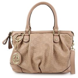 Bolsa de Ombro e Mão 2Way em Couro GUCCI Sukey Interlocking G 247902 Bege