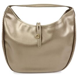 Salvatore Ferragamo Bolsa de Ombro e Bolsa de Mão Ferragamo Gancini em Couro Metallic Pink Beige Rosa Bege