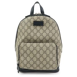 GUCCI GG Supreme Leather Backpack Rucksack Beige Black 429020 Black Beige