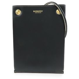BURBERRY Borsa a tracolla in pelle Pochette piatta Nera Nero