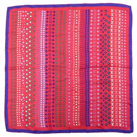 Louis Vuitton Monogram Silk 100% Scarf Geometric Pattern Pink Blue Pink Blue