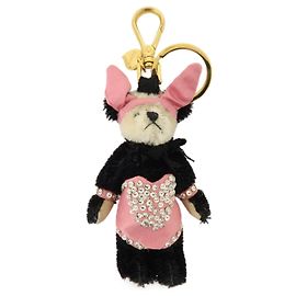 Chaveiro Panda Bunny com Logótipo Triangle PRADA Preto Rosa Preto Rosa