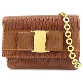 Salvatore Ferragamo Borsa 3Way a spalla e vita Ferragamo Vara in pelle embossed con fiocco Marrone