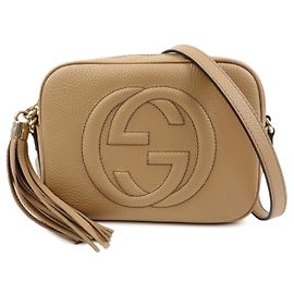 GUCCI SOHO Interlocking G Leather Small Disco Bag Beige 722319 Beige