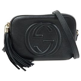 GUCCI SOHO Interlocking G Leather Small Disco Bag Black 308364 Nero