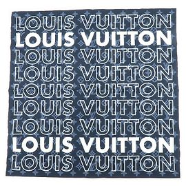 Louis Vuitton Monogram Cotone 100％ Logo Scarf Handkerchief MP2306 Blu