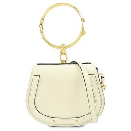 Chloé Chloe Nile Bolsa de Mão e de Ombro 2Way em Couro e Camurça Branca Branco