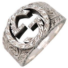 GUCCI Interlocking G Arabesque Ring SV925 Silver #23 US10.5 EU63 Silvery