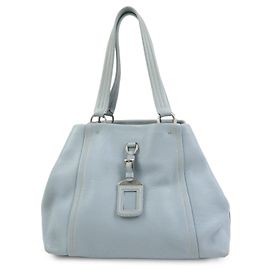 Sac cabas et sac à main PRADA en cuir Vitello Daino Bleu Clair BR2252 Bleu