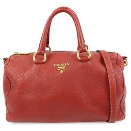 Bolsa 2Way em couro de bezerro com logo PRADA Bolsa de mão Bolsa de ombro Vermelha Vermelho