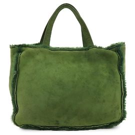 Sac Cabas CHANEL en Suede Mouton Vert Vert