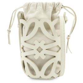 Borsa a tracolla e a spalla LOEWE Anagram in pelle traforata Ecru Bianco