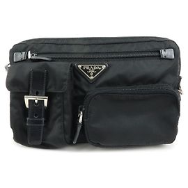 Bolsa de cintura PRADA em nylon e couro com logótipo triangular Preto BM0008 Preto